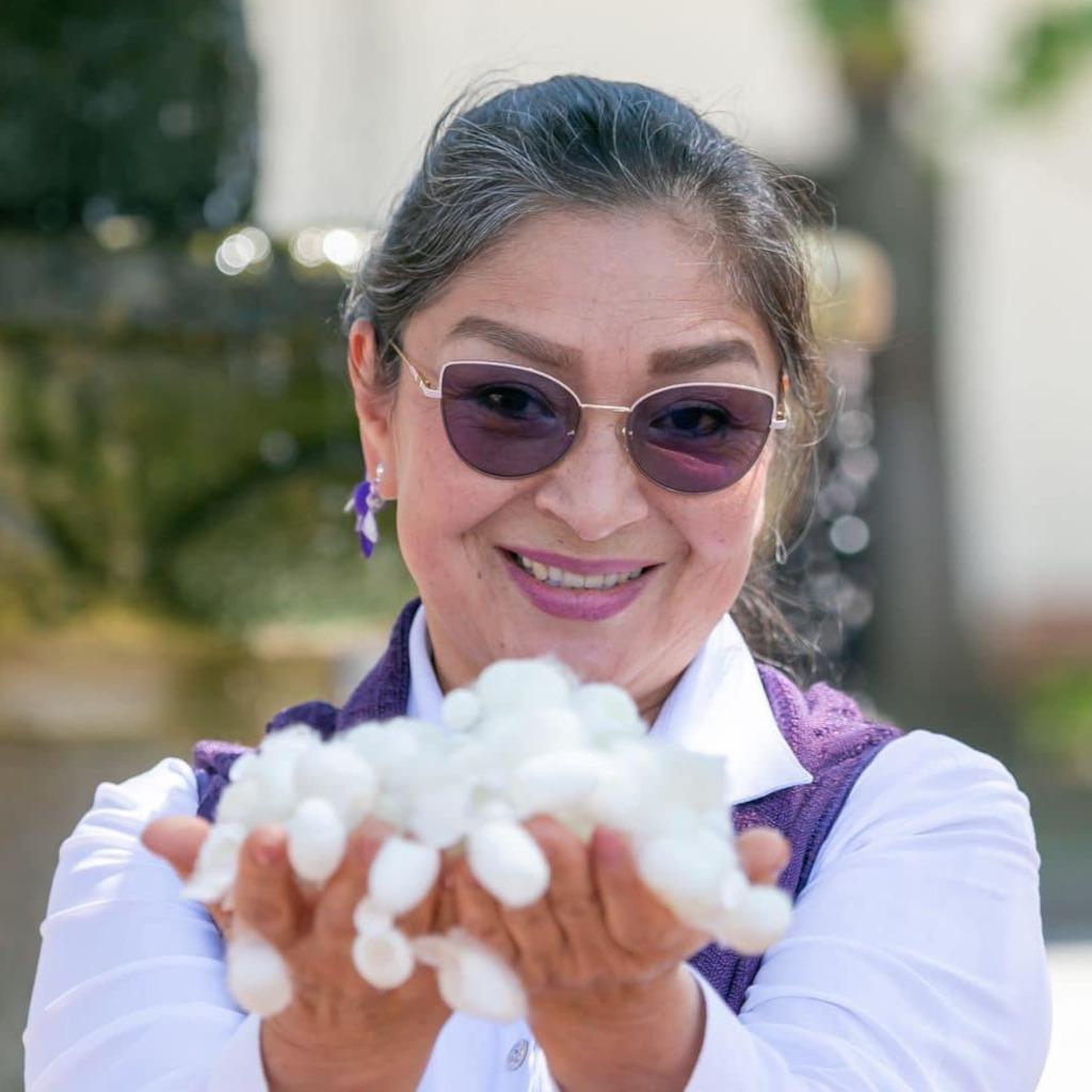 "La seda artesanal es parte valiosa del patrimonio cultural de Colombia. Hyun Seda se enorgullece de contribuir a su preservación y promoción. Estamos comprometidos a que este legado continúe y beneficie a las comunidades locales." — María Eugenia Dorado Silva, Artesana de la Seda